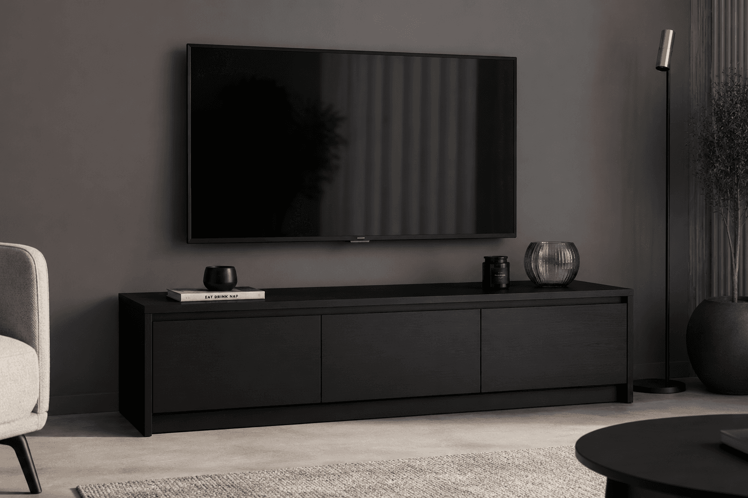 میز تلویزیون انیسا (Anisa) تمام MDF - عرض ۱۶۰ سانتیمتر - رنگ مشکی